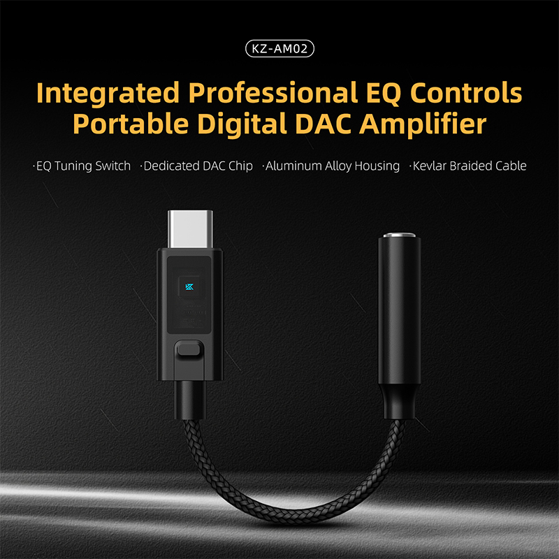 Headphone Amplifier - KZ AM02 TYPE-C TO 3.5 zintegrowuje